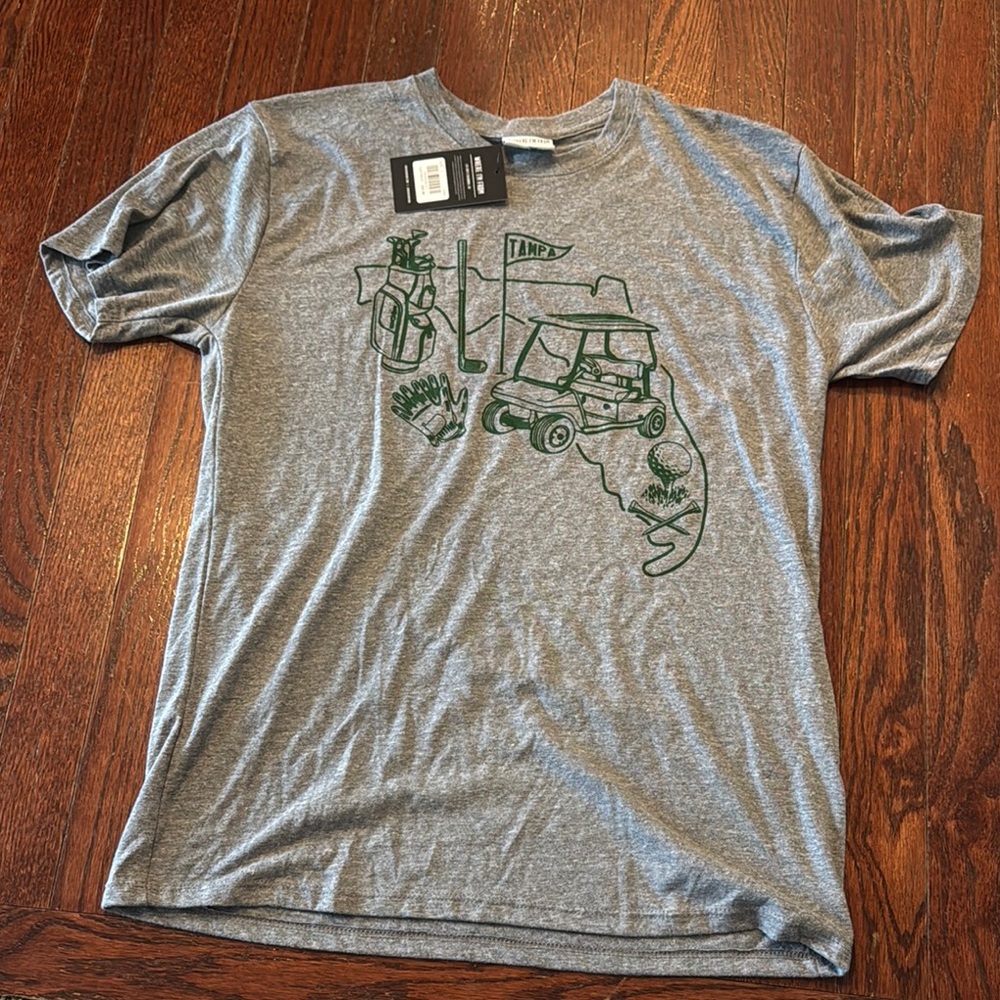 Gray Short Sleeve Tee with Graphic Design